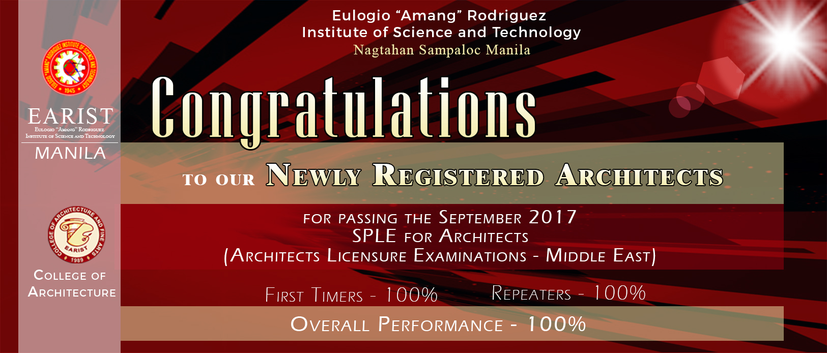 Congratulations! for our Newly Registered Architects.